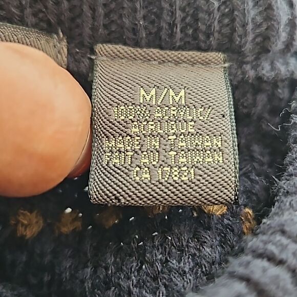 Van Heusen Men's Knitted Long Sleeves Sweater Medium Navy Blue/Brown - Picture 8 of 16